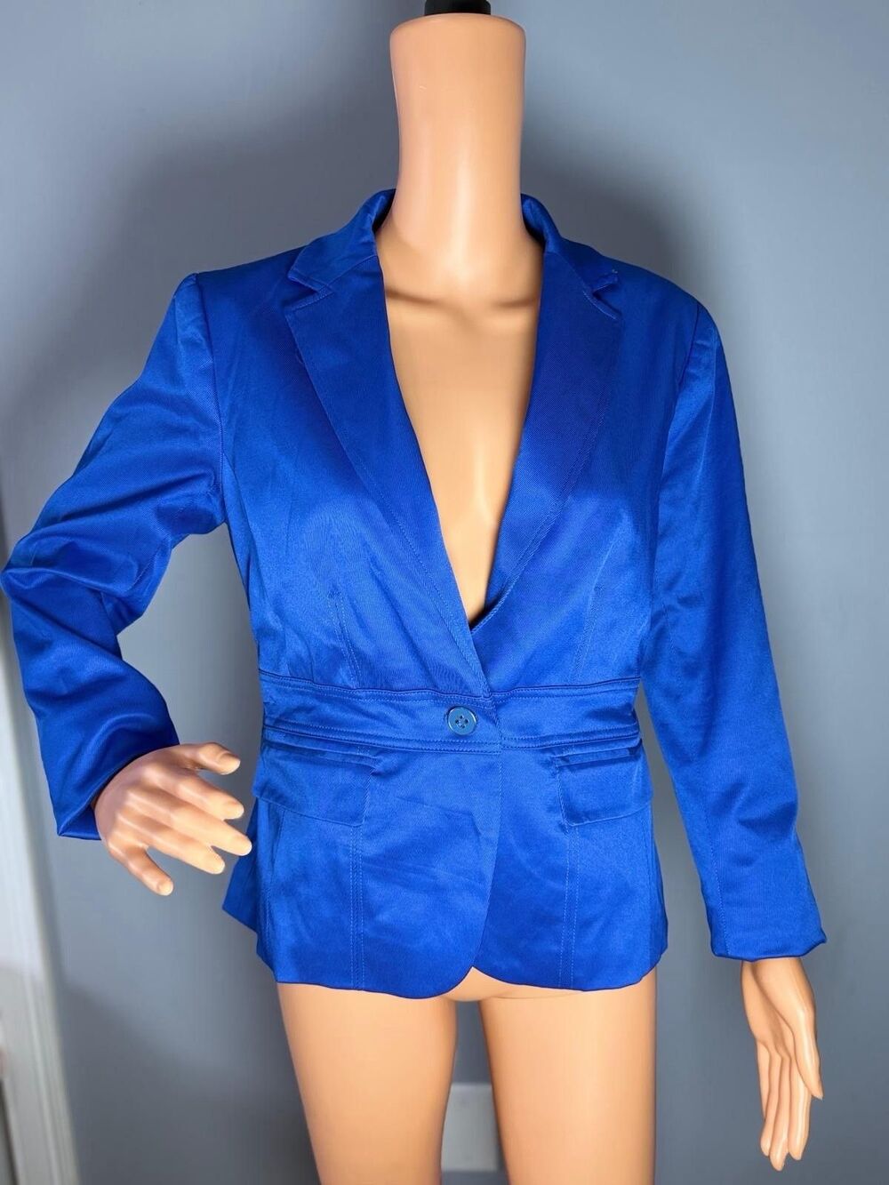 7th Avenue NY&C Womens Blazer Size 6 Royal Blue One Button Suit Jacket NWT.